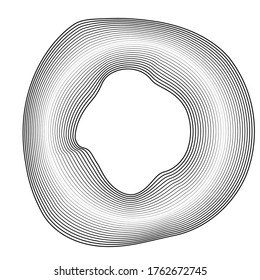 Flow Lines in Circle Form . Spiral Vector Illustration .Technology round Logo . Design element . Abstract Geometric shape . Striped border frame