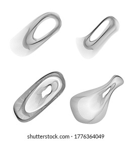 Flow Lines in Circle Form . Spiral Vector Illustration .Technology round Logo . Design element . Abstract Geometric shape . Striped border 