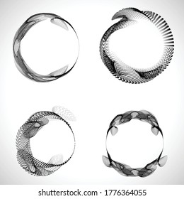 Flow Lines in Circle Form . Spiral Vector Illustration .Technology round Logo . Design element . Abstract Geometric shape . Striped border 