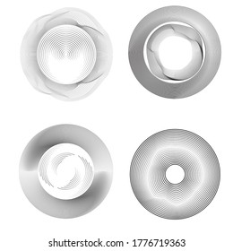 Flow Lines in Circle Form . Spiral Vector Illustration .Technology round Logo . Design element . Abstract Geometric shape . Striped border 