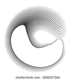 Flow Lines in Circle Form . Spiral Vector Illustration .Technology round Logo . Design element . Abstract Geometric shape . Striped border 