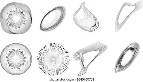 Flow Lines in Circle Form . Spiral Vector Illustration .Technology round Logo . Design element . Abstract Geometric shape . Striped border 