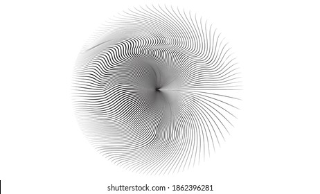 Flow Lines in Circle Form . Spiral Vector Illustration .Technology round Logo . Design element . Abstract Geometric shape . Striped border 