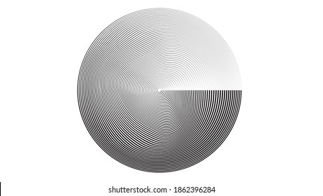 Flow Lines in Circle Form . Spiral Vector Illustration .Technology round Logo . Design element . Abstract Geometric shape . Striped border 