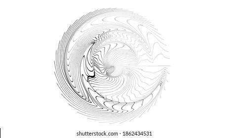 Flow Lines in Circle Form . Spiral Vector Illustration .Technology round Logo . Design element . Abstract Geometric shape . Striped border 