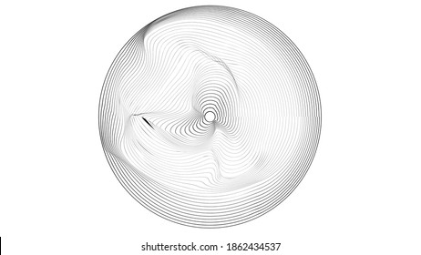 Flow Lines in Circle Form . Spiral Vector Illustration .Technology round Logo . Design element . Abstract Geometric shape . Striped border 