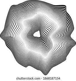 Flow Lines in Circle Form . Spiral Vector Illustration .Technology round Logo . Design element . Abstract Geometric shape . Striped border 