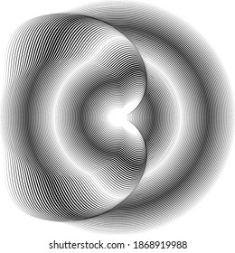 Flow Lines in Circle Form . Spiral Vector Illustration .Technology round Logo . Design element . Abstract Geometric shape . Striped border 