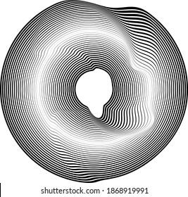 Flow Lines in Circle Form . Spiral Vector Illustration .Technology round Logo . Design element . Abstract Geometric shape . Striped border 