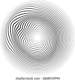 Flow Lines in Circle Form . Spiral Vector Illustration .Technology round Logo . Design element . Abstract Geometric shape . Striped border 