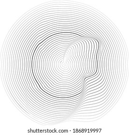 Flow Lines in Circle Form . Spiral Vector Illustration .Technology round Logo . Design element . Abstract Geometric shape . Striped border 