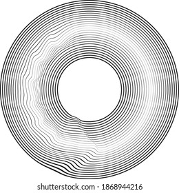 Flow Lines in Circle Form . Spiral Vector Illustration .Technology round Logo . Design element . Abstract Geometric shape . Striped border 