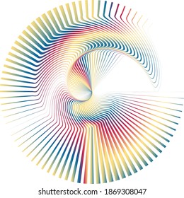 Flow Lines in Circle Form . Spiral Vector Illustration .Technology round Logo . Design element . Abstract Geometric shape . Striped border 