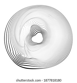 Flow Lines in Circle Form . Spiral Vector Illustration .Technology round Logo . Design element . Abstract Geometric shape . Striped border 
