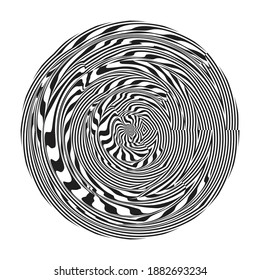 Líneas de flujo en forma circular . Ilustración de vectores espirales .Logo de ronda tecnológica . Elemento de diseño. Resumen Forma geométrica . Borde rayado 