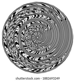 Flow Lines in Circle Form . Spiral Vector Illustration .Technology round Logo . Design element . Abstract Geometric shape . Striped border 