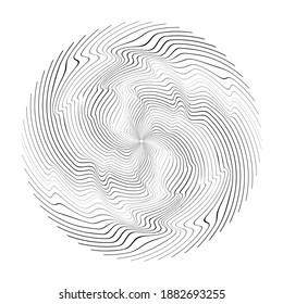 Flow Lines in Circle Form . Spiral Vector Illustration .Technology round Logo . Design element . Abstract Geometric shape . Striped border 