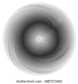 Flow Lines in Circle Form . Spiral Vector Illustration .Technology round Logo . Design element . Abstract Geometric shape . Striped border 