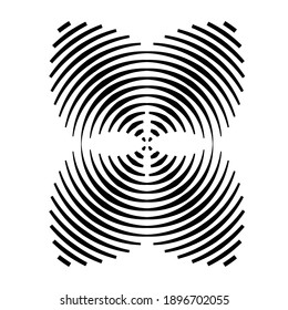 Flow Lines in Circle Form . Spiral Vector Illustration .Technology round Logo . Design element . Abstract Geometric shape . Striped border 