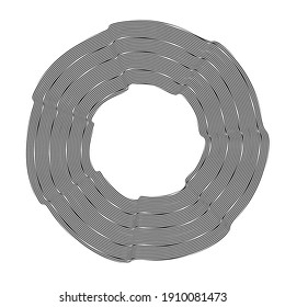 Flow Lines in Circle Form . Spiral Vector Illustration .Technology round Logo . Design element . Abstract Geometric shape . Striped border 
