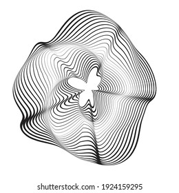 Líneas de flujo en forma circular . Ilustración de vectores espirales .Logo de ronda tecnológica . Elemento de diseño. Resumen Forma geométrica . Borde rayado 