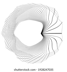 Flow Lines in Circle Form . Spiral Vector Illustration .Technology round Logo . Design element . Abstract Geometric shape . Striped border 