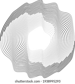 Flow Lines in Circle Form . Spiral Vector Illustration .Technology round Logo . Design element . Abstract Geometric shape . Striped border 