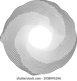 Flow Lines in Circle Form . Spiral Vector Illustration .Technology round Logo . Design element . Abstract Geometric shape . Striped border 