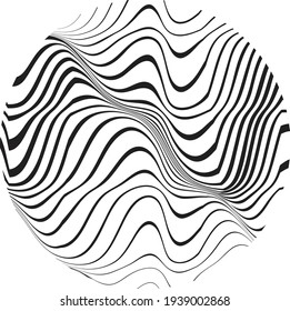 Flow Lines in Circle Form . Spiral Vector Illustration .Technology round Logo . Design element . Abstract Geometric shape . Striped border 