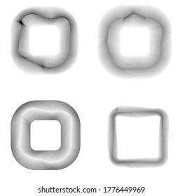 Flow Lines in square Form . Vector Illustration .Technology round Logo . Design element . Abstract Geometric shape . Striped border 