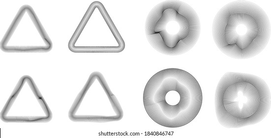 Flow Lines . Vector Illustration .Technology rounded Logo . Design element . Abstract Geometric shape . Striped border 