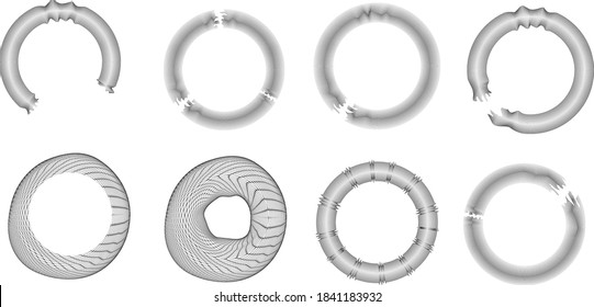 Flow Lines . Vector Illustration .Technology rounded Logo . Design element . Abstract Geometric shape . Striped border 