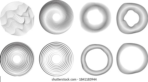 Flow Lines . Vector Illustration .Technology rounded Logo . Design element . Abstract Geometric shape . Striped border 