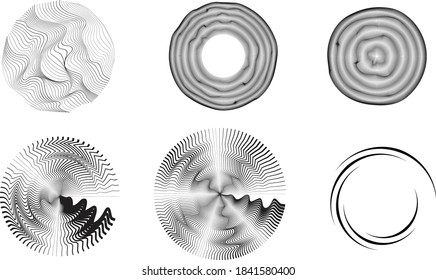 Flow Lines . Vector Illustration .Technology rounded Logo . Design element . Abstract Geometric shape . Striped border