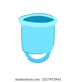 fluxo menstrual cup cartoon. proteção saúde, inserção de conveniência, remoção limpeza fluxo sinal de copo menstrual.