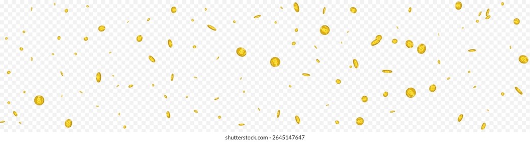 Fondo Panorámico Transparente De Vector De Moneda De Metal De Flujo. Tarjeta de Dispersión de Dólar de Oro. Certificado Golden Jackpot. Cubierta del dinero del casino.