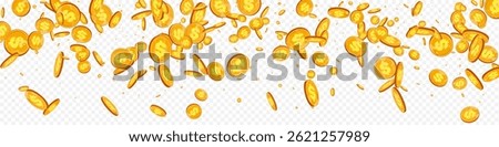 Flow Metal Jackpot Vector Transparent Panoramic Background. Shiny Currency Cartoon Brochure. Gold Dollar Banner. Scatter Coin Flyer.