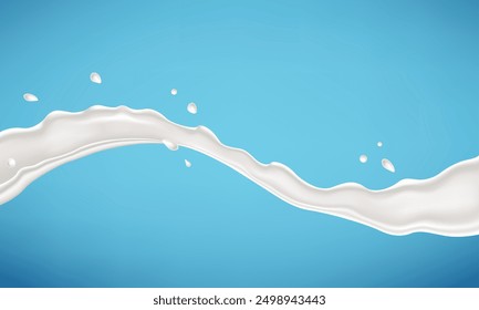 Flow of milk on a blue background. Vector illustration