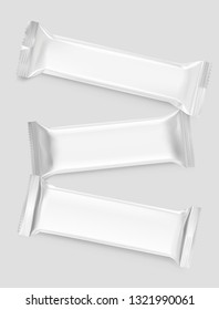 Flow pack mockups. Front view. Taking your 2D designs into 3D. Can be use for food, cosmetic, medicine and other. EPS10.