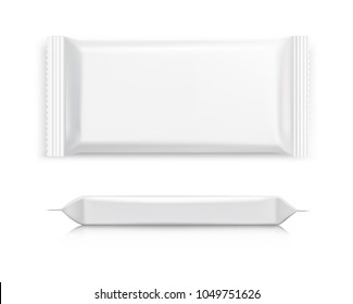 Flow pack with realistic transparent shadows on white background with two angles. Vector illustration ready for your design. EPS10.