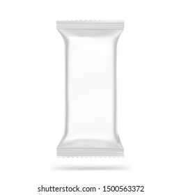 Flow packaging mockup. Vector illustration isolated on white background. Can be use for your design, promo, adv and etc. Possibility for food, pharmaceutical, cosmetic. EPS10.