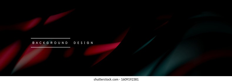 Сolorful flow poster. Wave liquid lines and shapes in black color background. Vector Illustration For Wallpaper, Banner, Background, Card, Book, Illustration, landing page, cover, placard, poster