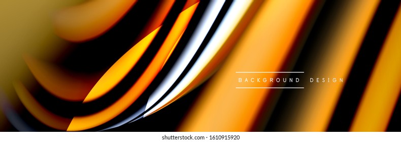 Сolorful flow poster. Wave liquid lines and shapes in black color background. Vector Illustration For Wallpaper, Banner, Background, Card, Book, Illustration, landing page, cover, placard, poster