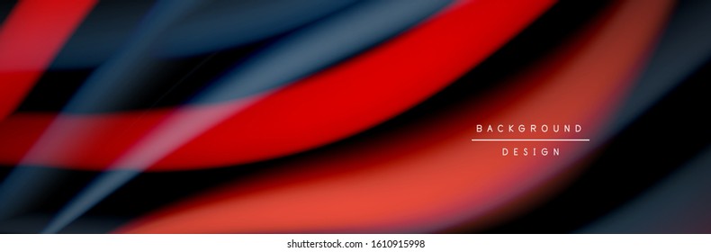 Сolorful flow poster. Wave liquid lines and shapes in black color background. Vector Illustration For Wallpaper, Banner, Background, Card, Book, Illustration, landing page, cover, placard, poster