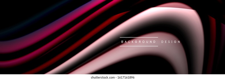 С afiche de flujo colorido. Olear líneas líquidas y formas en el fondo de color negro. Ilustración vectorial para papel tapiz, cartel, fondo, tarjeta, libro, ilustración, página de inicio, portada, cartel, afiche