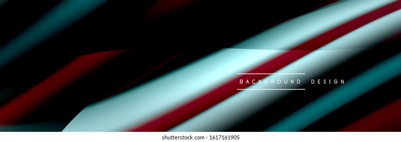 Сolorful flow poster. Wave liquid lines and shapes in black color background. Vector Illustration For Wallpaper, Banner, Background, Card, Book, Illustration, landing page, cover, placard, poster