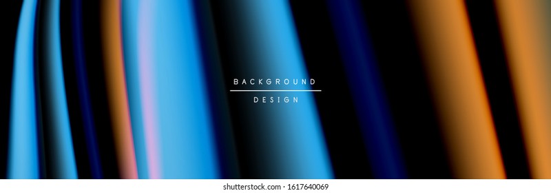 Сolorful flow poster. Wave liquid lines and shapes in black color background. Vector Illustration For Wallpaper, Banner, Background, Card, Book, Illustration, landing page, cover, placard, poster