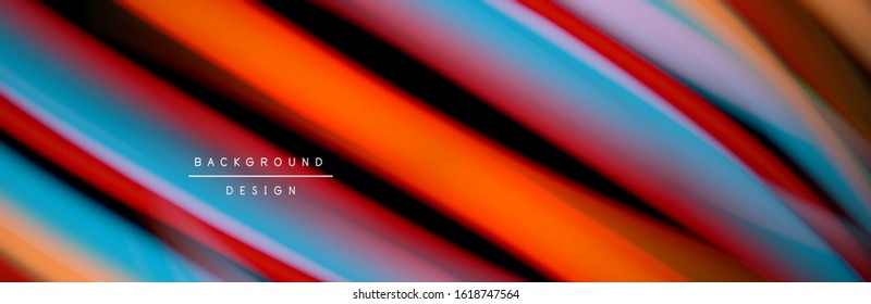 Сolorful flow poster. Wave liquid lines and shapes in black color background. Vector Illustration For Wallpaper, Banner, Background, Card, Book, Illustration, landing page, cover, placard, poster
