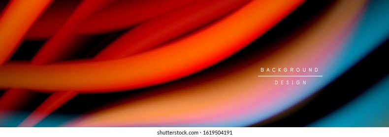 С afiche de flujo colorido. Olear líneas líquidas y formas en el fondo de color negro. Ilustración vectorial para papel tapiz, cartel, fondo, tarjeta, libro, ilustración, página de inicio, portada, cartel, afiche