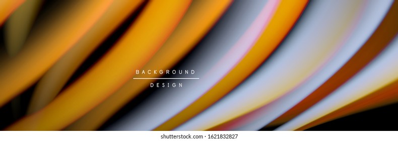 Сolorful flow poster. Wave liquid lines and shapes in black color background. Vector Illustration For Wallpaper, Banner, Background, Card, Book, Illustration, landing page, cover, placard, poster
